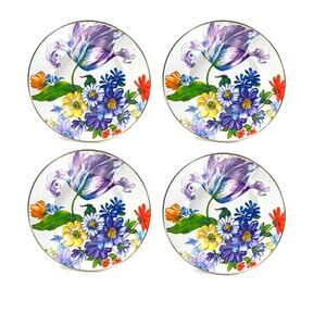 NEW Mackenzie-Childs White Flower Market Dinner Plates 10in Set of 4